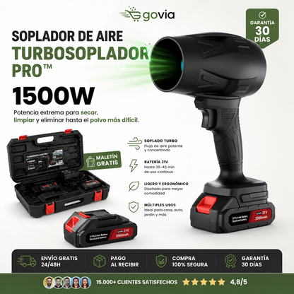 TurboSoplador PRO™ 1500W | Batería + Maletín GRATIS