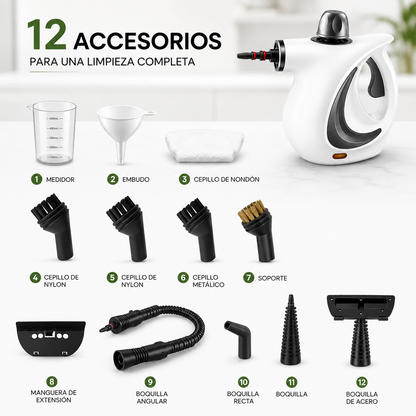 SteamElite™ Limpiador a Vapor Multifunción Incluye 12 accesorios + Vapor de alta presión + Envío Gratis 24h + Pago contra Reembolso 🔥