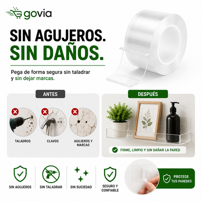 ¡PROMO 3X1! Cinta Doble Faz: Fija, Organiza y Decora sin Dañar tus Superficies