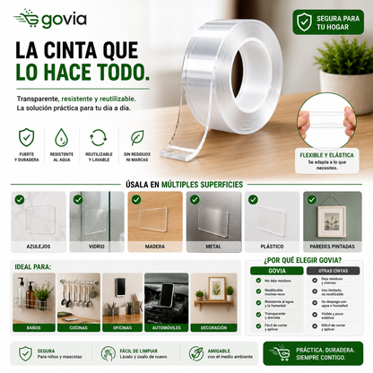 ¡PROMO 3X1! Cinta Doble Faz: Fija, Organiza y Decora sin Dañar tus Superficies