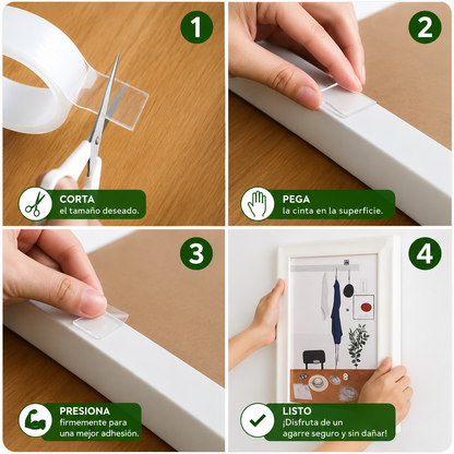 ¡PROMO 3X1! Cinta Doble Faz: Fija, Organiza y Decora sin Dañar tus Superficies