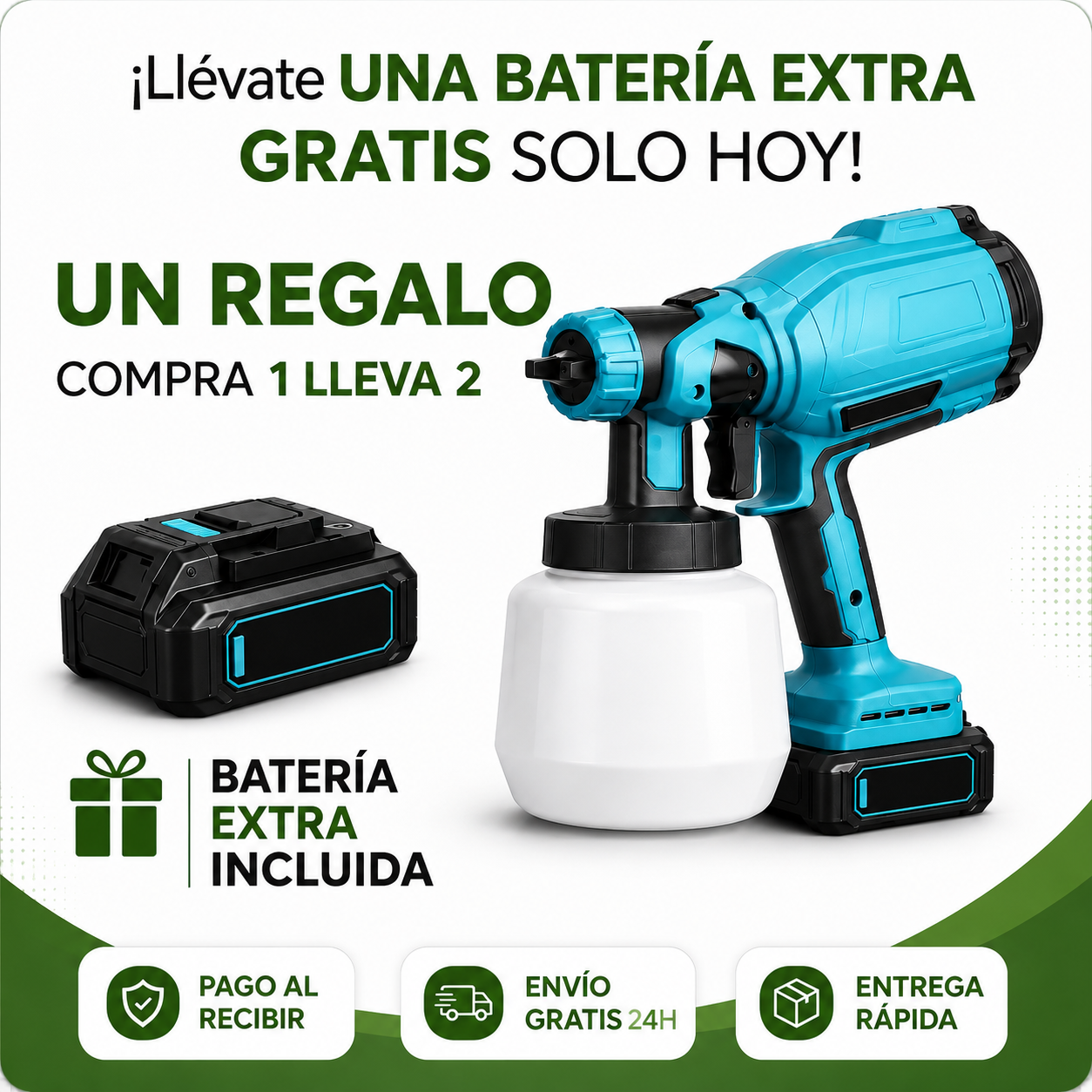 🎨 Pulverizadora de Pintura Inalámbrica con Doble Batería Incluye batería extra + depósito de alta capacidad + REGALO EXCLUSIVO 🔥
