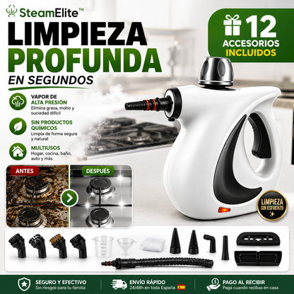 SteamElite™ Limpiador a Vapor Multifunción Incluye 12 accesorios + Vapor de alta presión + Envío Gratis 24h + Pago contra Reembolso 🔥