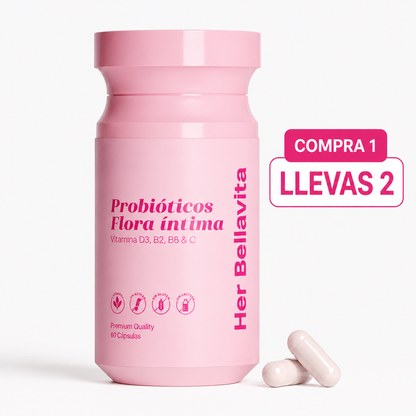 Mezcla probiótica de 21 mil millones de UFC + Vitaminas para un olor vaginal y pH saludables.