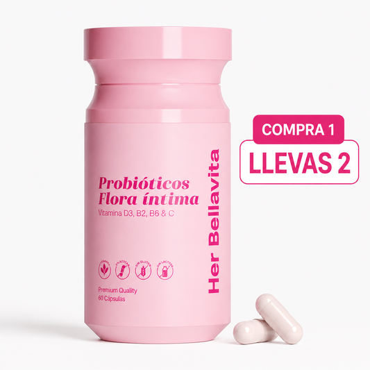 Mezcla probiótica de 21 mil millones de UFC + Vitaminas para un olor vaginal y pH saludables.