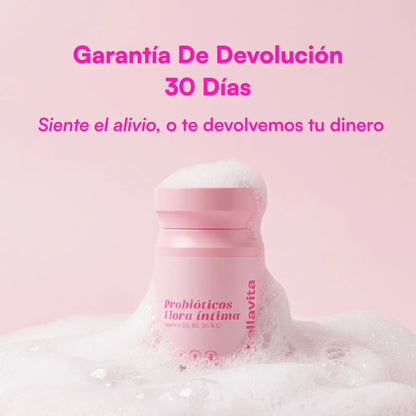 Mezcla probiótica de 21 mil millones de UFC + Vitaminas para un olor vaginal y pH saludables.